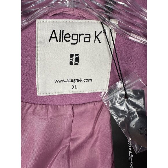 NEW Allegra K Women’s Pink Long Over Coat XL Button Front Jacket Preppy Career - Picture 3 of 11
